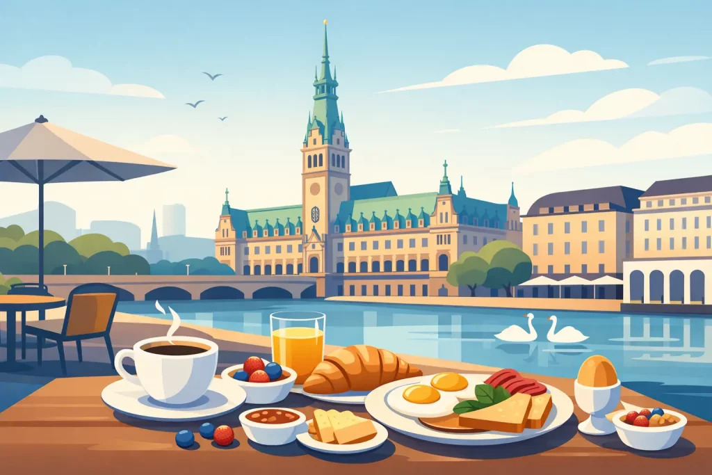 Frühstücken nahe Rathaus Hamburg
