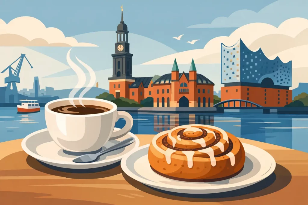Kaffee und Zimtschnecke in Hamburg genießen
