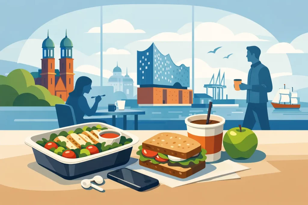 Frisches Mittagessen für kurze Pausen in Hamburg